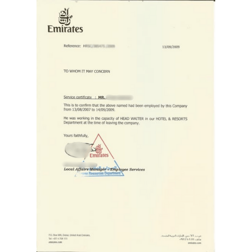 Experience Certificate Legal Translation